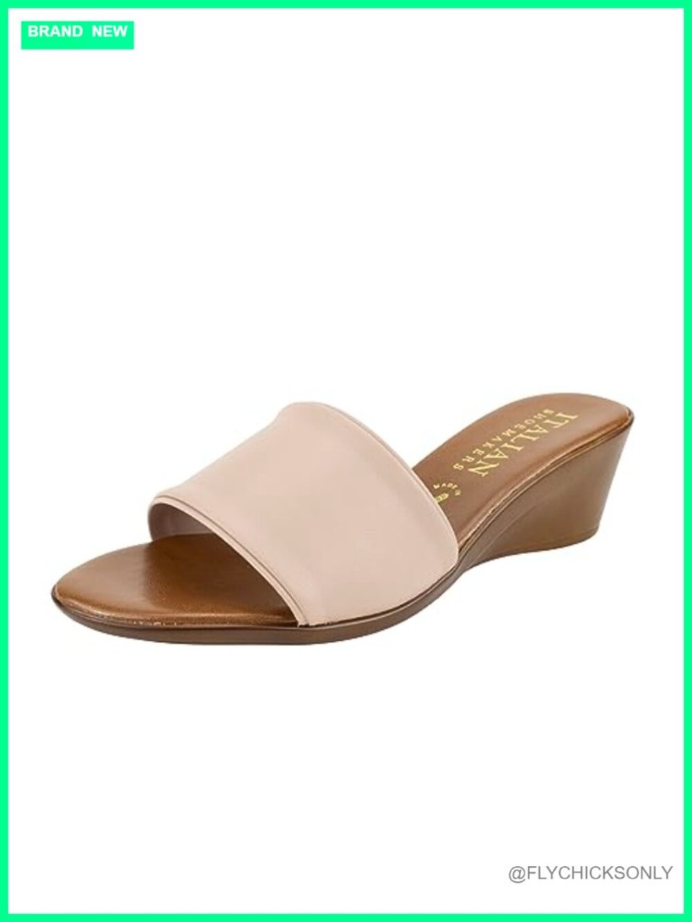 Italian Shoemakers Jaspi Elegant Wedge Slide Sandals PU Single Band Open Toe